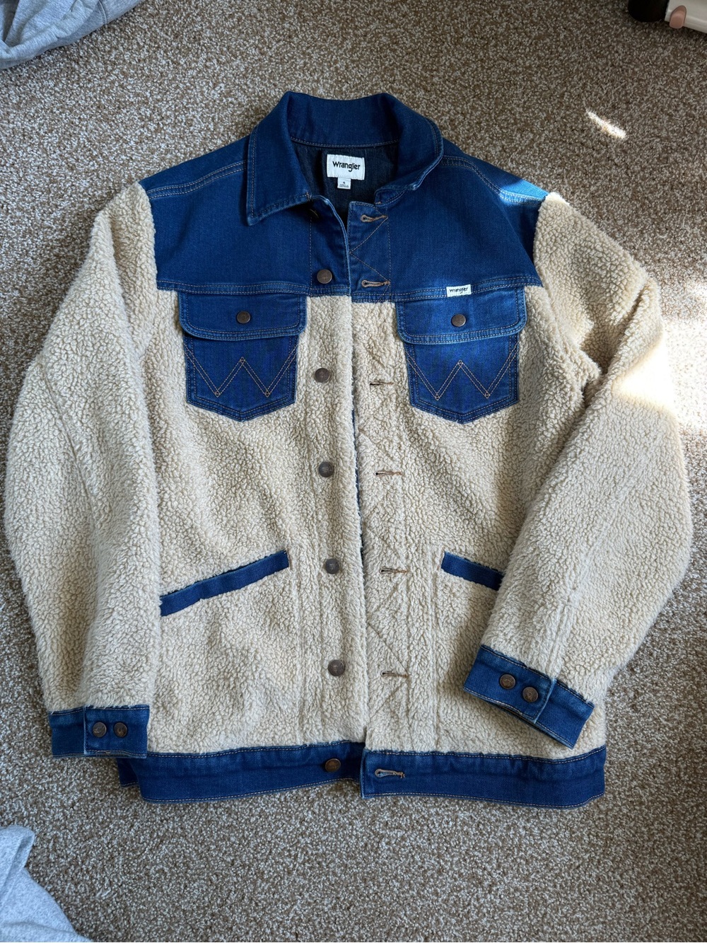 Wrangler Cream Sherpa Denim Jacket